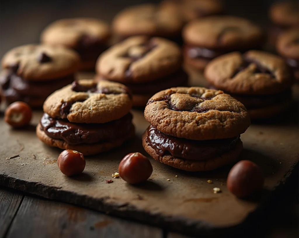 Nutella and Hazelnut Cookies