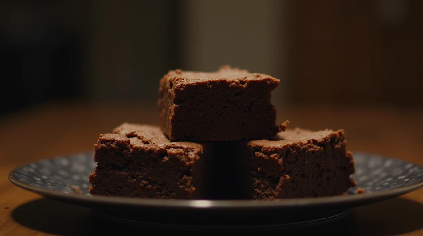 Stack of chocolate brownies on a plate