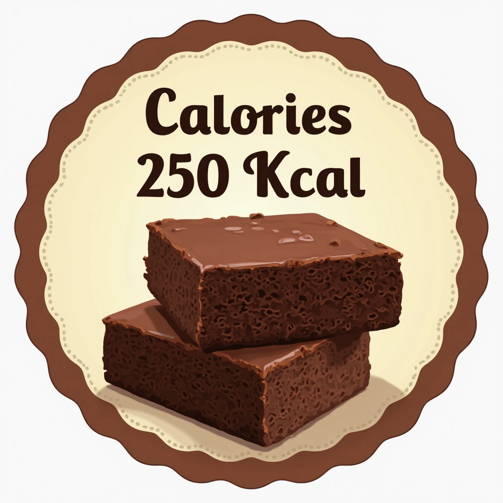 Illustration of chocolate brownies with calorie information