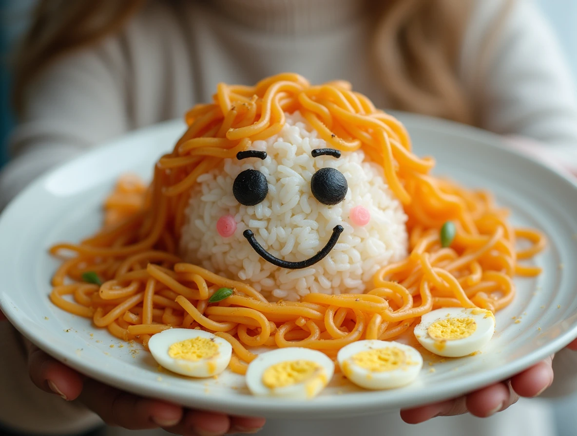 Whimsical Noodle Face Dish