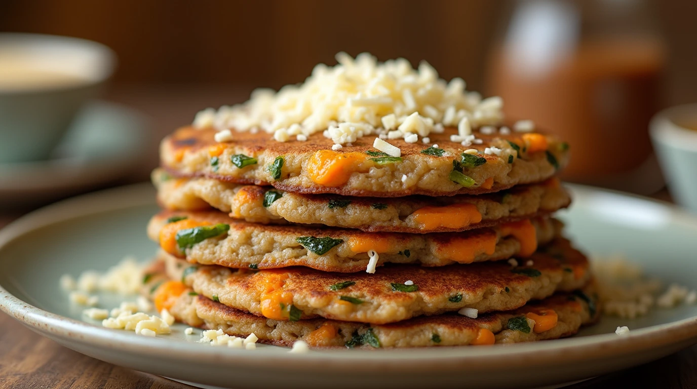 Buckwheat Pancakes with Vegetables and Cheese, Good Morning Recipes