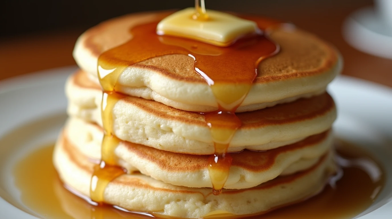 Fluffy Pancakes with Maple Syrup,  Good Morning Recipes