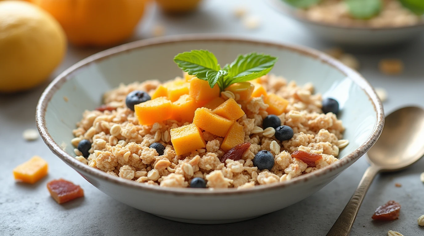 Plate of oatmeal.