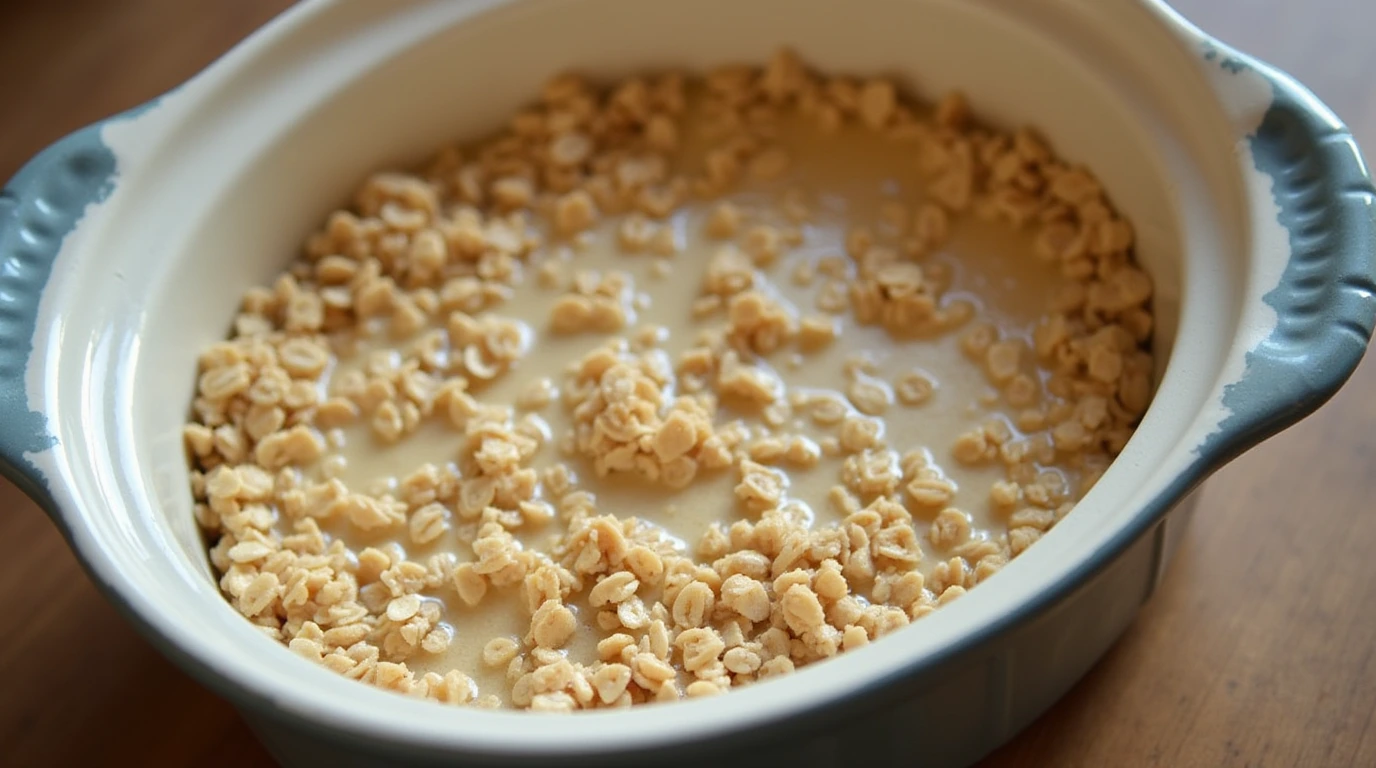 Discover Oatmeal: Plate of oatmeal with milk.