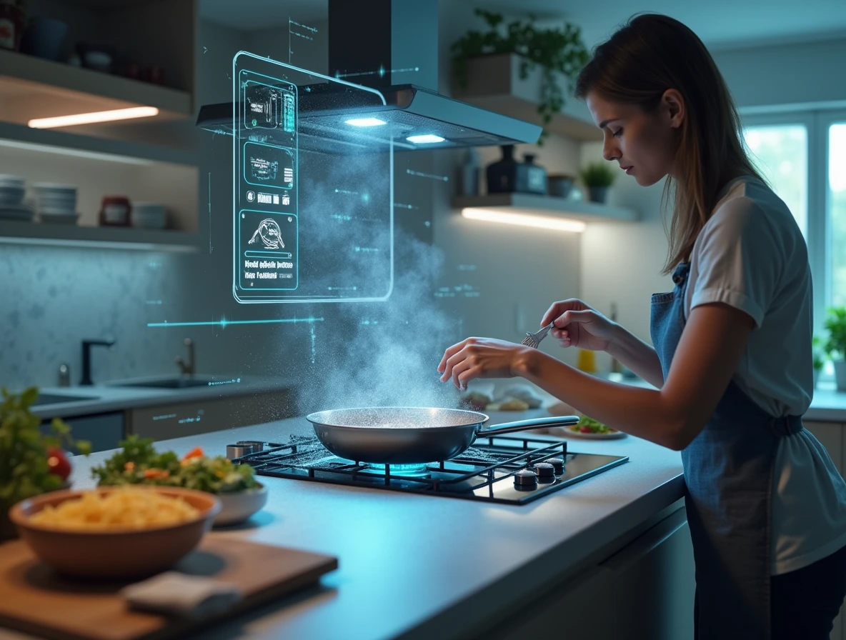 Predictions for Cooking in 2025, a futuristic kitchen