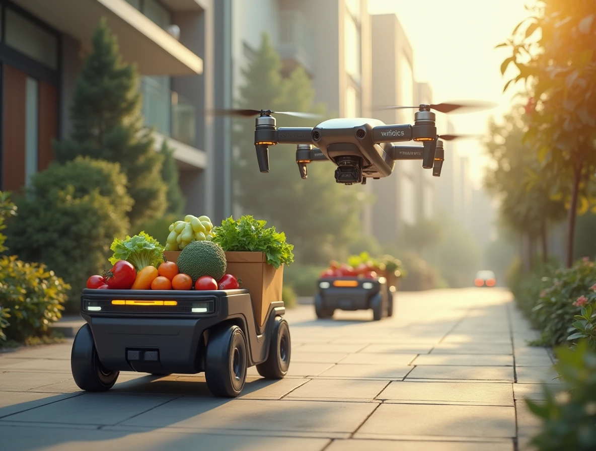 Predictions for Cooking in 2025, Drones and autonomous robots quickly deliver groceries to homes.