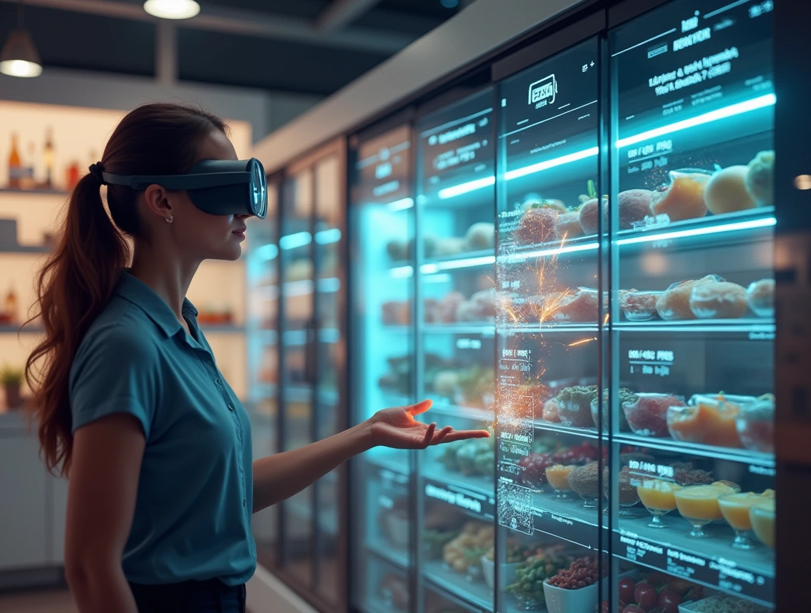 Predictions for Cooking in 2025, a fully digital supermarket experience set in a modern, sleek home.