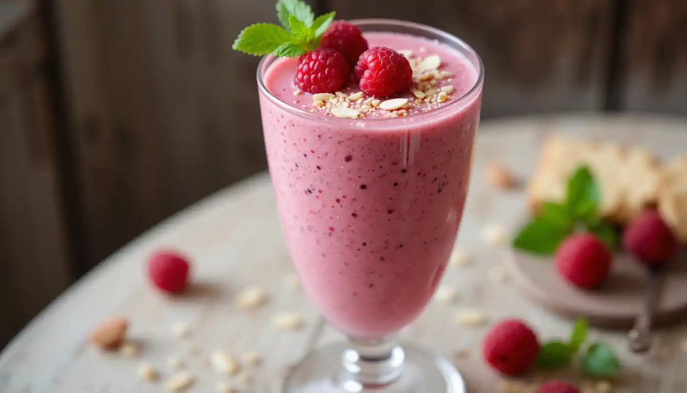 Valentine's Day Dinner, Raspberry Almond Smoothie