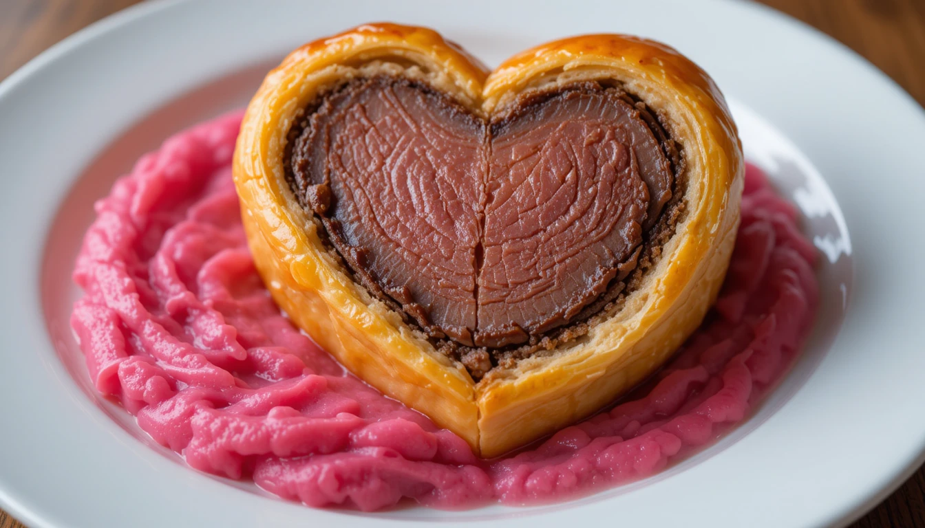 Valentine's Day Dinner, Beef Wellington with Colorful Mash