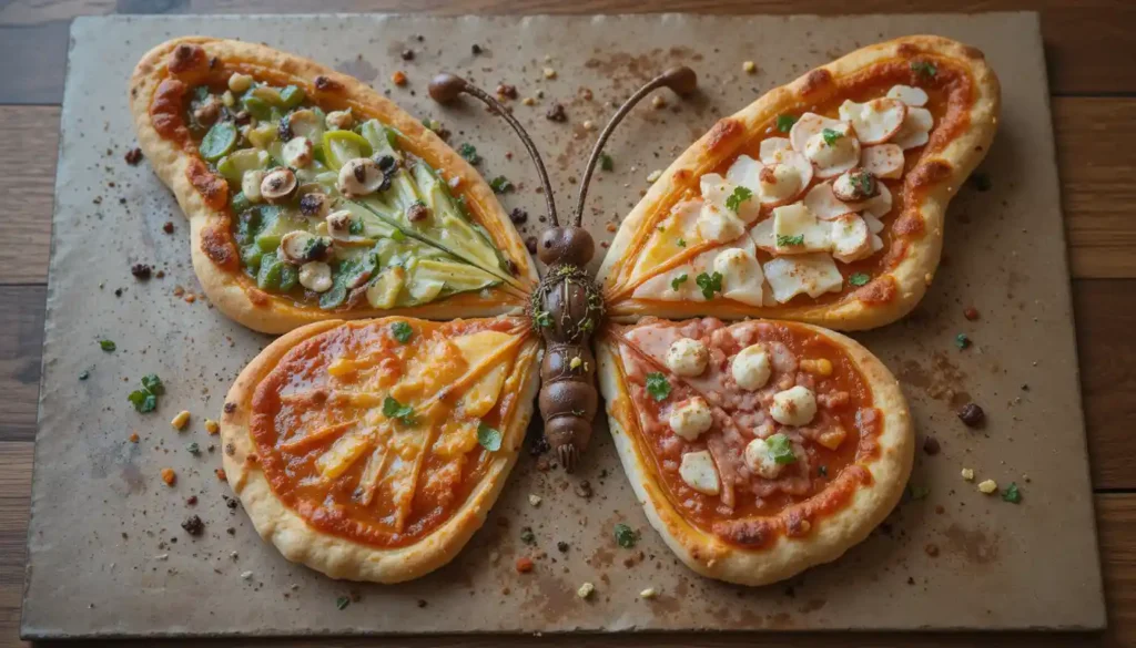 Creative Pizza Recipes, a pizza in the shape of a butterfly,